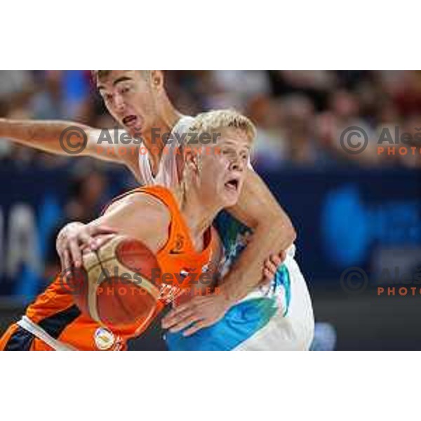 Ziga Samar in action during basketball friendly match between Slovenia and Netherlands in Arena Zlatorog, Celje, Slovenia on August 4, 2022