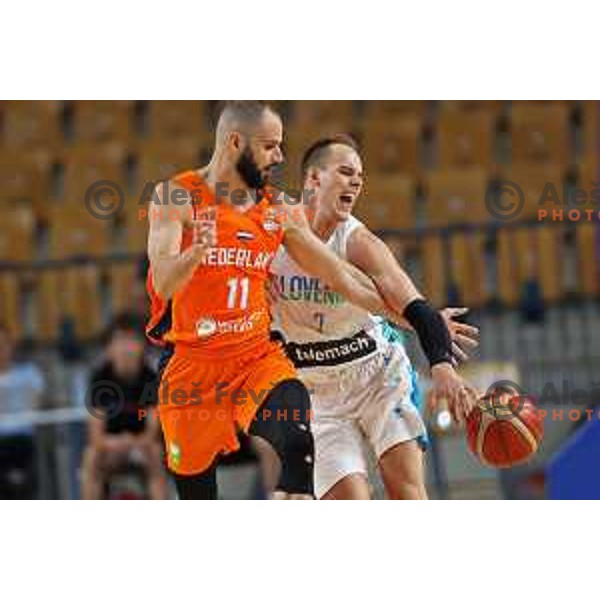 Klemen Prepelic in action during basketball friendly match between Slovenia and Netherlands in Arena Zlatorog, Celje, Slovenia on August 4, 2022