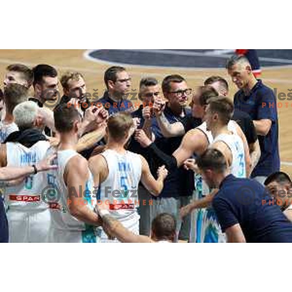 Aleksander Sekulic, head coach of Slovenia during basketball friendly match between Slovenia and Netherlands in Arena Zlatorog, Celje, Slovenia on August 4, 2022