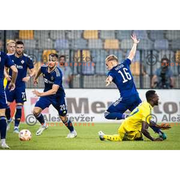 Max Watson in action during UEFA Europa League qualifier football match between Maribor and HJK Helsinski in Ljudski vrt, Maribor, Slovenia on August 4, 2022. Photo: Jure Banfi