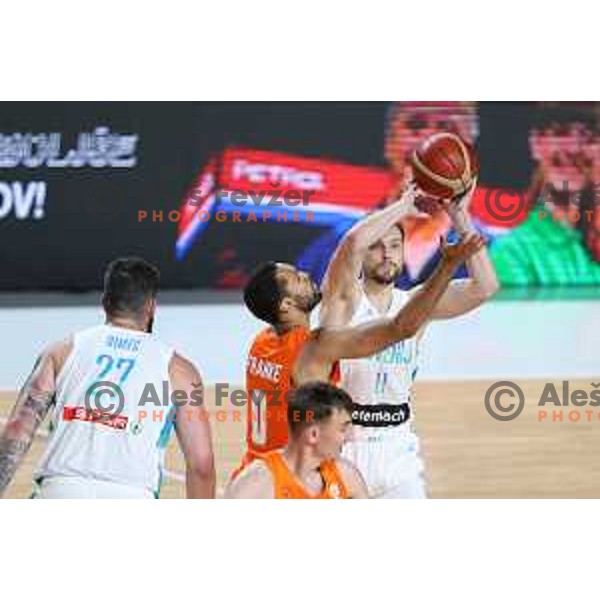 Jaka Blazic in action during basketball friendly match between Slovenia and Netherlands in Arena Zlatorog, Celje, Slovenia on August 4, 2022