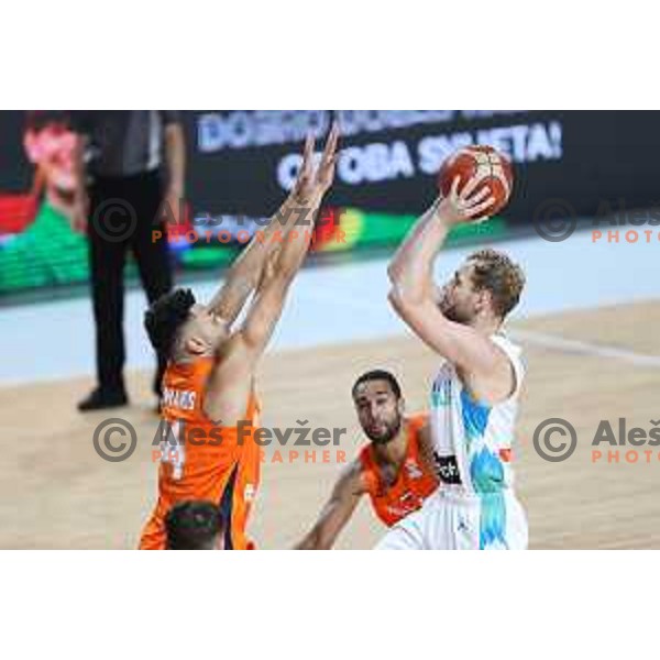 Jaka Blazic in action during basketball friendly match between Slovenia and Netherlands in Arena Zlatorog, Celje, Slovenia on August 4, 2022