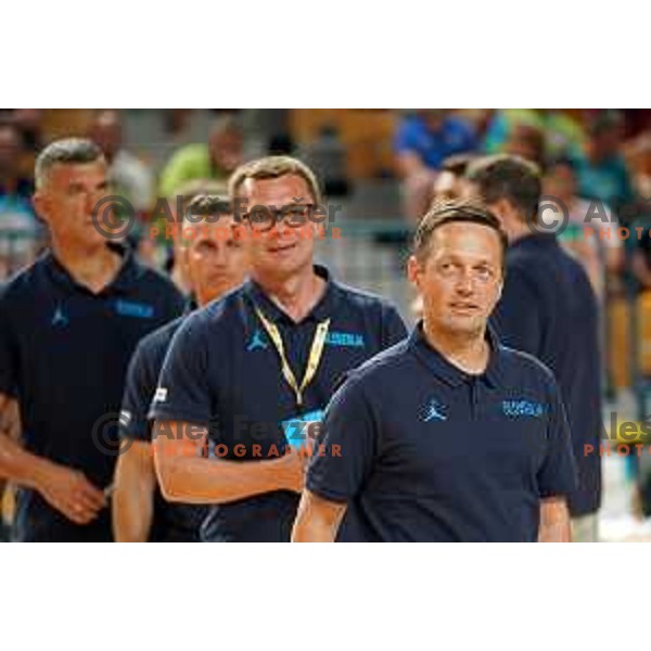 Aleksander Sekulic, head coach of Slovenia during basketball friendly match between Slovenia and Netherlands in Arena Zlatorog, Celje, Slovenia on August 4, 2022