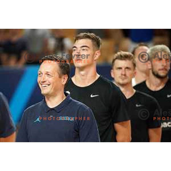 Aleksander Sekulic, head coach of Slovenia during basketball friendly match between Slovenia and Netherlands in Arena Zlatorog, Celje, Slovenia on August 4, 2022