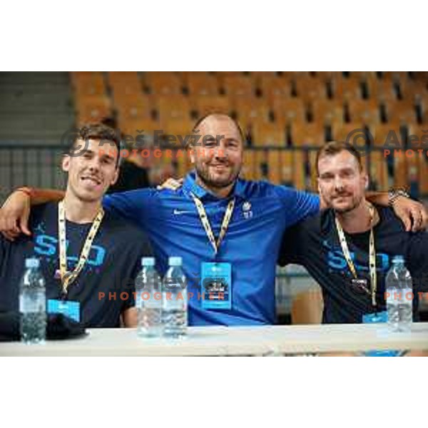 Vlatko Cancar, Marko Milic and Zoran Dragic during basketball friendly match between Slovenia and Netherlands in Arena Zlatorog, Celje, Slovenia on August 4, 2022