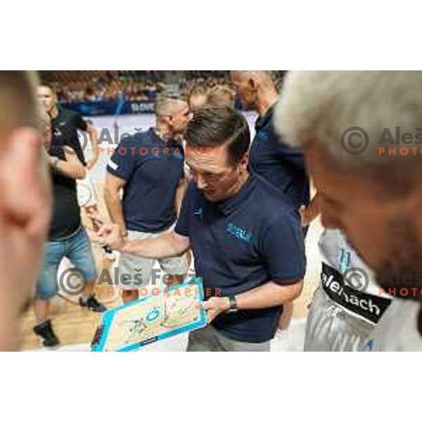 Aleksander Sekulic, head coach of Slovenia during basketball friendly match between Slovenia and Netherlands in Arena Zlatorog, Celje, Slovenia on August 4, 2022