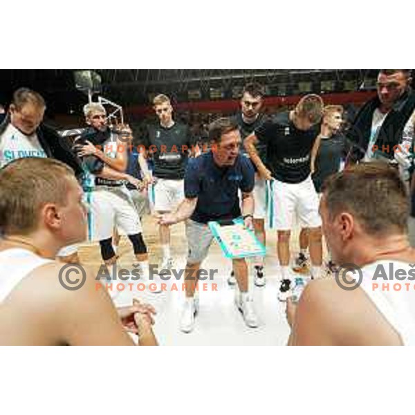 Aleksander Sekulic, head coach of Slovenia during basketball friendly match between Slovenia and Netherlands in Arena Zlatorog, Celje, Slovenia on August 4, 2022