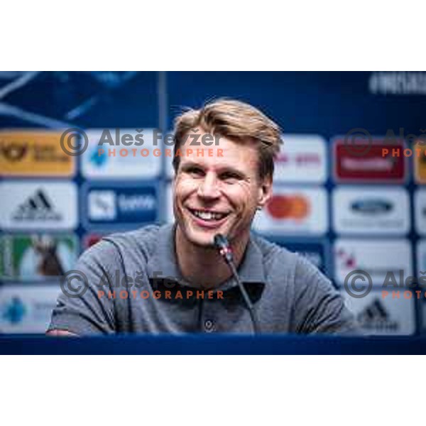 Toni Koskela, head coach of HJK Helsinki at the press conference during UEFA Europa League qualifier football match between Maribor and HJK Helsinski in Ljudski vrt, Maribor, Slovenia on August 4, 2022. Photo: Jure Banfi
