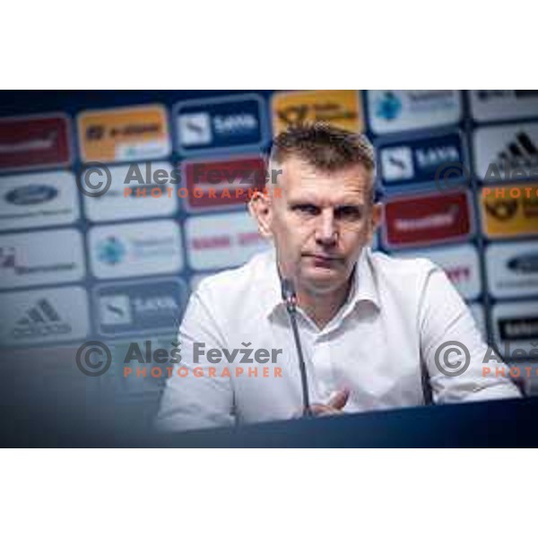 Radovan Karanovic, head coach of Maribor at the press conference during UEFA Europa League qualifier football match between Maribor and HJK Helsinski in Ljudski vrt, Maribor, Slovenia on August 4, 2022. Photo: Jure Banfi