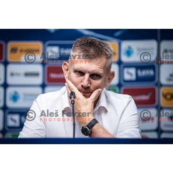 Radovan Karanovic, head coach of Maribor at the press conference during UEFA Europa League qualifier football match between Maribor and HJK Helsinski in Ljudski vrt, Maribor, Slovenia on August 4, 2022. Photo: Jure Banfi