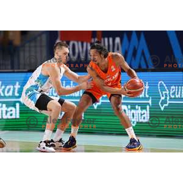 Gregor Glas in action during basketball friendly match between Slovenia and Netherlands in Arena Zlatorog, Celje, Slovenia on August 4, 2022