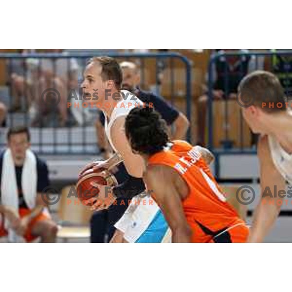 Klemen Prepelic in action during basketball friendly match between Slovenia and Netherlands in Arena Zlatorog, Celje, Slovenia on August 4, 2022