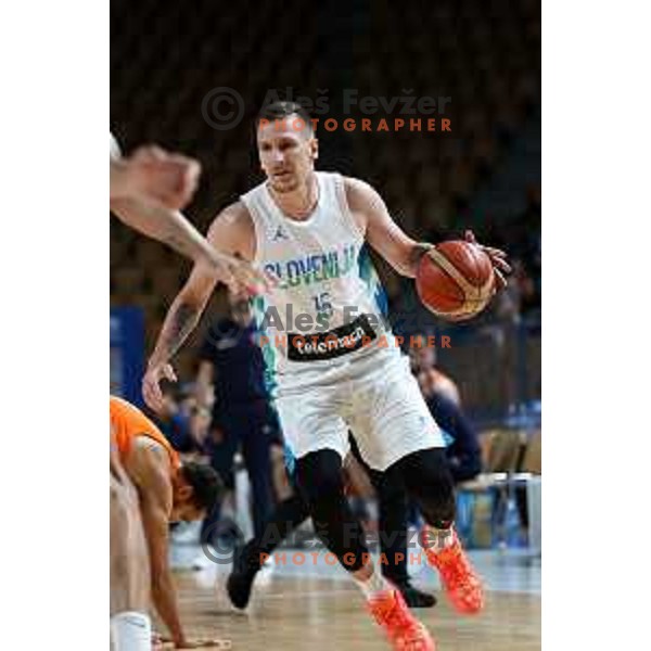 Gregor Hrovat in action during basketball friendly match between Slovenia and Netherlands in Arena Zlatorog, Celje, Slovenia on August 4, 2022