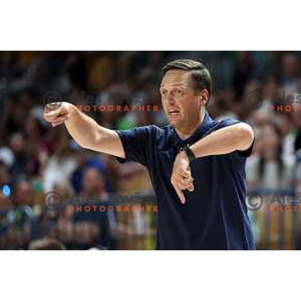 Aleksander Sekulic, head coach of Slovenia during basketball friendly match between Slovenia and Netherlands in Arena Zlatorog, Celje, Slovenia on August 4, 2022