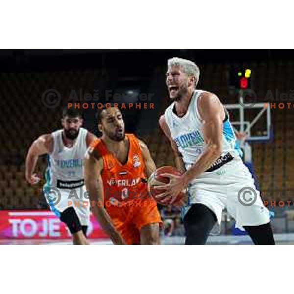 Aleksej Nikolic in action during basketball friendly match between Slovenia and Netherlands in Arena Zlatorog, Celje, Slovenia on August 4, 2022