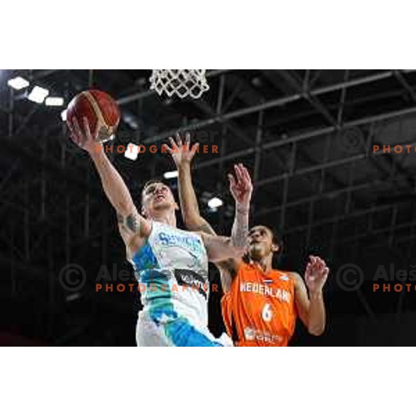 Gregor Hrovat in action during basketball friendly match between Slovenia and Netherlands in Arena Zlatorog, Celje, Slovenia on August 4, 2022