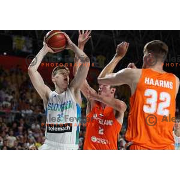Luka Scuka in action during basketball friendly match between Slovenia and Netherlands in Arena Zlatorog, Celje, Slovenia on August 4, 2022