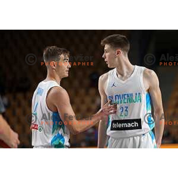 Luka Scuka in action during basketball friendly match between Slovenia and Netherlands in Arena Zlatorog, Celje, Slovenia on August 4, 2022