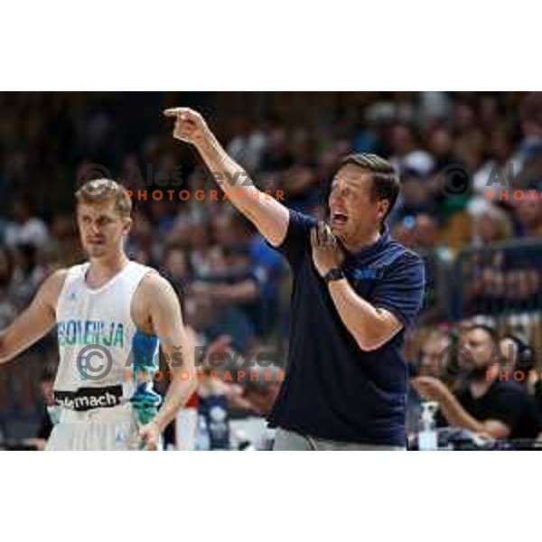 Aleksander Sekulic, head coach of Slovenia during basketball friendly match between Slovenia and Netherlands in Arena Zlatorog, Celje, Slovenia on August 4, 2022