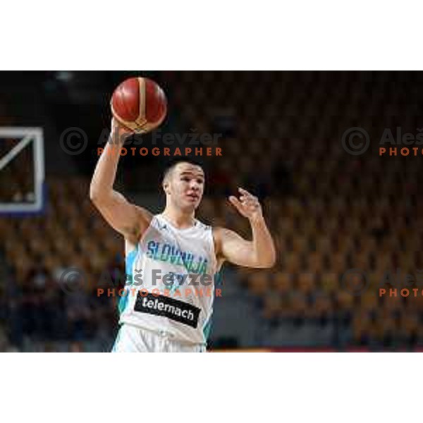 Bine Prepelic in action during basketball friendly match between Slovenia and Netherlands in Arena Zlatorog, Celje, Slovenia on August 4, 2022