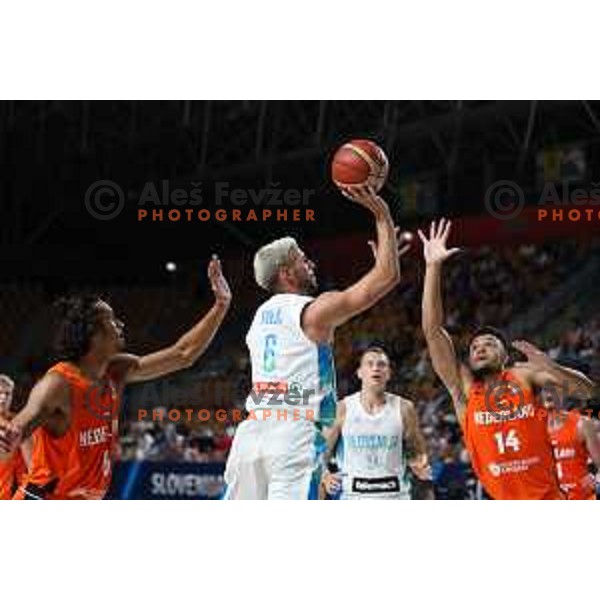 Aleksej Nikolic in action during basketball friendly match between Slovenia and Netherlands in Arena Zlatorog, Celje, Slovenia on August 4, 2022