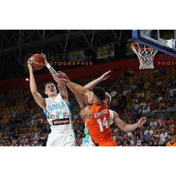 Jurij Macura in action during basketball friendly match between Slovenia and Netherlands in Arena Zlatorog, Celje, Slovenia on August 4, 2022