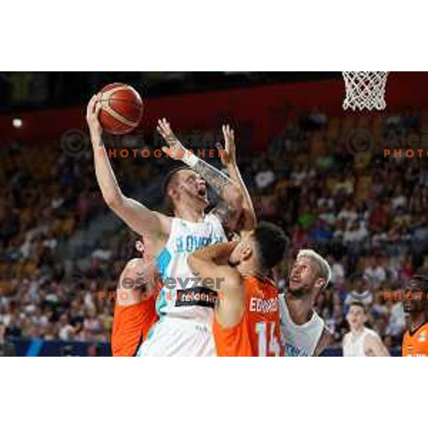 Jurij Macura in action during basketball friendly match between Slovenia and Netherlands in Arena Zlatorog, Celje, Slovenia on August 4, 2022