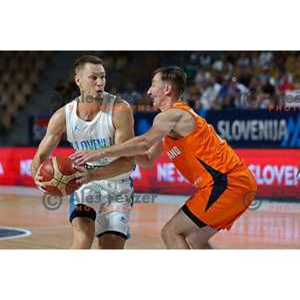 Gregor Glas in action during basketball friendly match between Slovenia and Netherlands in Arena Zlatorog, Celje, Slovenia on August 4, 2022