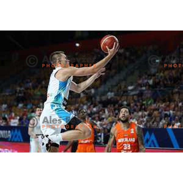 Gregor Glas in action during basketball friendly match between Slovenia and Netherlands in Arena Zlatorog, Celje, Slovenia on August 4, 2022