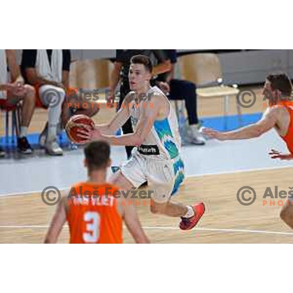 Luka Scuka in action during basketball friendly match between Slovenia and Netherlands in Arena Zlatorog, Celje, Slovenia on August 4, 2022