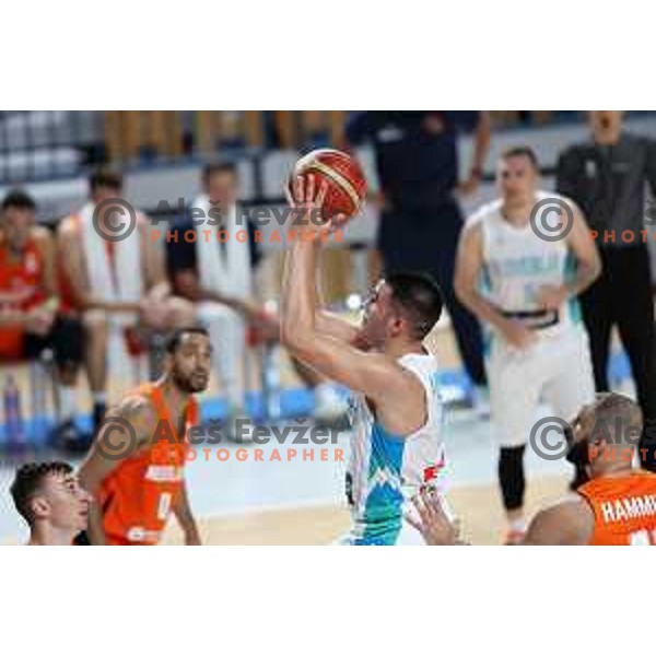 Bine Prepelic in action during basketball friendly match between Slovenia and Netherlands in Arena Zlatorog, Celje, Slovenia on August 4, 2022