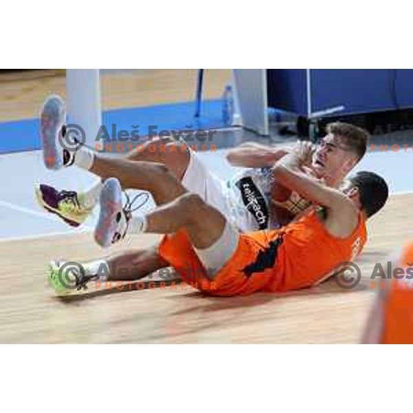 Ziga Samar in action during basketball friendly match between Slovenia and Netherlands in Arena Zlatorog, Celje, Slovenia on August 4, 2022