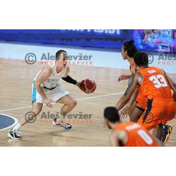 Klemen Prepelic in action during basketball friendly match between Slovenia and Netherlands in Arena Zlatorog, Celje, Slovenia on August 4, 2022