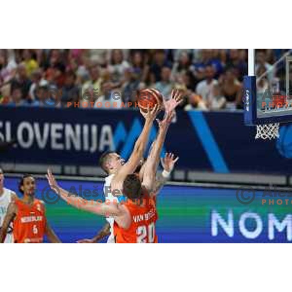 Jurij Macura in action during basketball friendly match between Slovenia and Netherlands in Arena Zlatorog, Celje, Slovenia on August 4, 2022