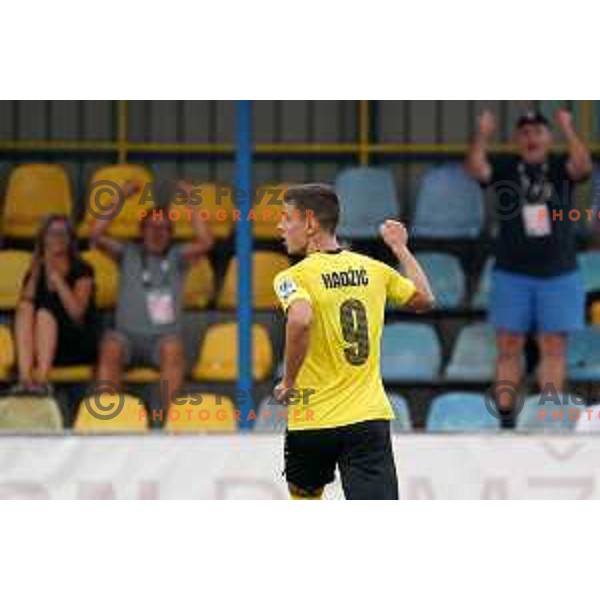 Nedim Hadzic scores goal during Prva Liga Telemach 2022-2023 football match between Kalcer Radomlje and Mura in Domzale, Slovenia on August 7, 2022