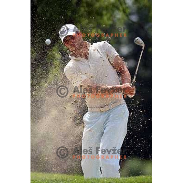 Kenny Le Sager (FRA) blasts out of the bunker during second day of Dobro Jutro Slovenia Open Alps Tour golf tournament, Ptuj 27.6.2008. Photo by Ales fevzer 