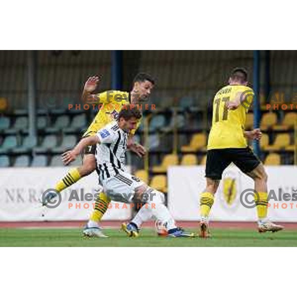 in action during Prva Liga Telemach 2022-2023 football match between Kalcer Radomlje and Mura in Domzale, Slovenia on August 7, 2022