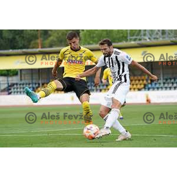 in action during Prva Liga Telemach 2022-2023 football match between Kalcer Radomlje and Mura in Domzale, Slovenia on August 7, 2022