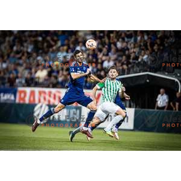 Nemanja Mitrovic vs Timi Max Elsnik in action during Prva liga Telemach football match between Maribor and Olimpija in Ljudski vrt, Maribor, Slovenia on August 7, 2022. Photo: Jure Banfi