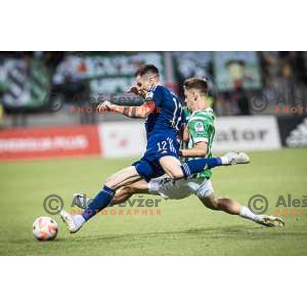 Gregor Sikosek vs Marcel Ratnik in action during Prva liga Telemach football match between Maribor and Olimpija in Ljudski vrt, Maribor, Slovenia on August 7, 2022. Photo: Jure Banfi