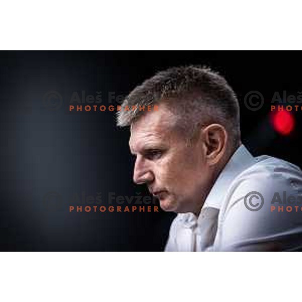 Radovan Karanovic, head coach of Maribor at the press conference during Prva liga Telemach football match between Maribor and Olimpija in Ljudski vrt, Maribor, Slovenia on August 7, 2022. Photo: Jure Banfi