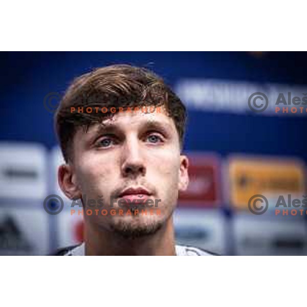 Andraz Zinic at the press conference during Prva liga Telemach football match between Maribor and Olimpija in Ljudski vrt, Maribor, Slovenia on August 7, 2022. Photo: Jure Banfi