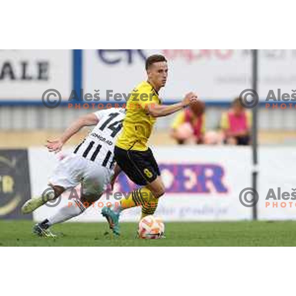 in action during Prva Liga Telemach 2022-2023 football match between Kalcer Radomlje and Mura in Domzale, Slovenia on August 7, 2022