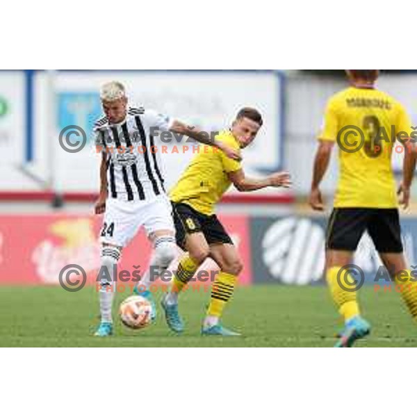 Tio Cipot in action during Prva Liga Telemach 2022-2023 football match between Kalcer Radomlje and Mura in Domzale, Slovenia on August 7, 2022