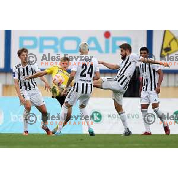 in action during Prva Liga Telemach 2022-2023 football match between Kalcer Radomlje and Mura in Domzale, Slovenia on August 7, 2022