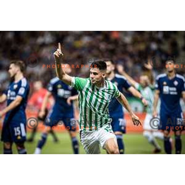 Svit Seslar celebrating during Prva liga Telemach football match between Maribor and Olimpija in Ljudski vrt, Maribor, Slovenia on August 7, 2022. Photo: Jure Banfi