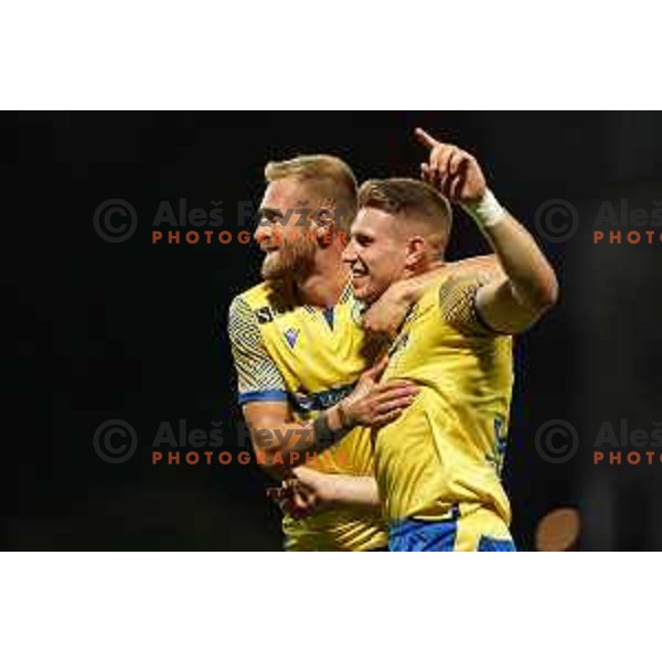 Andrej Kotnik and Ivan Novoselec celebrate goalduring Prva Liga Telemach 2022-2023 football match between Gorica and Koper in Nova Gorica, Slovenia on August 8, 2022