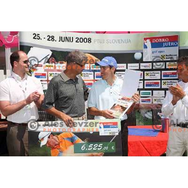 Dominique Nouailhac (FRA) receives winning trophy after final day of Dobro Jutro Slovenia Open golf tournament, Alps Tour, golf course Ptuj, Slovenia 28.6.2008. Photo by Ales Fevzer 