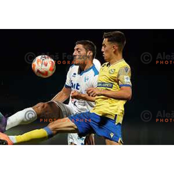 Matija Sirok in action during Prva Liga Telemach 2022-2023 football match between Gorica and Koper in Nova Gorica, Slovenia on August 8, 2022