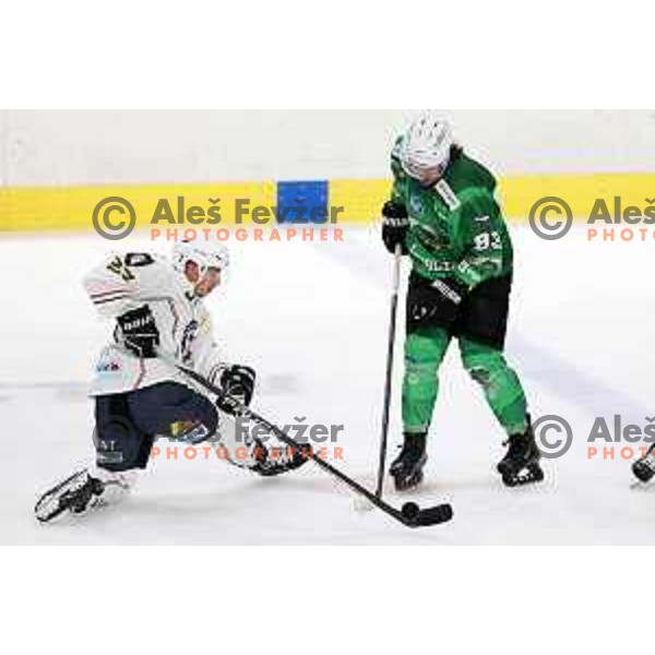 in action during preseason Ice hockey between SZ Olimpija (SLO) and MAC (HUN) in Tivoli Hall, Ljubljana